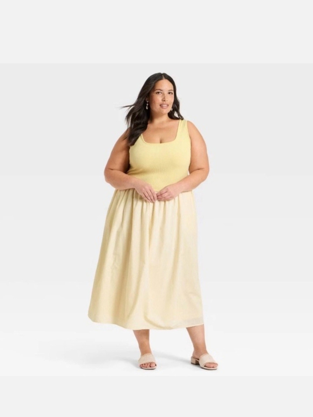 Sleeveless Yellow Tank Midi Dress